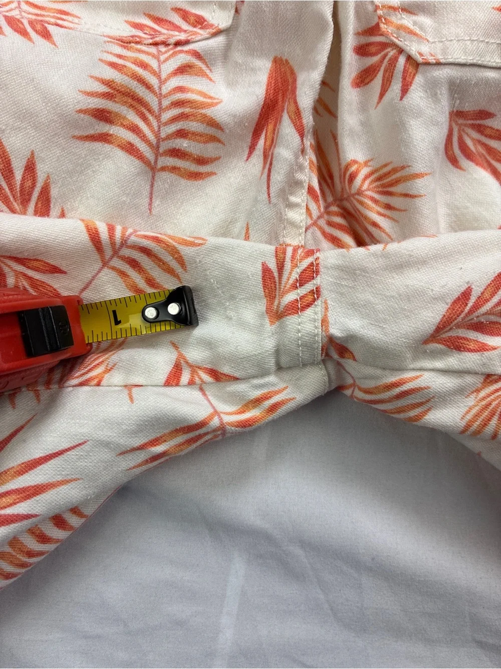 Soft Surroundings Summer Breeze Linen Blend Coral/Orange & Cream Shorts Sz M